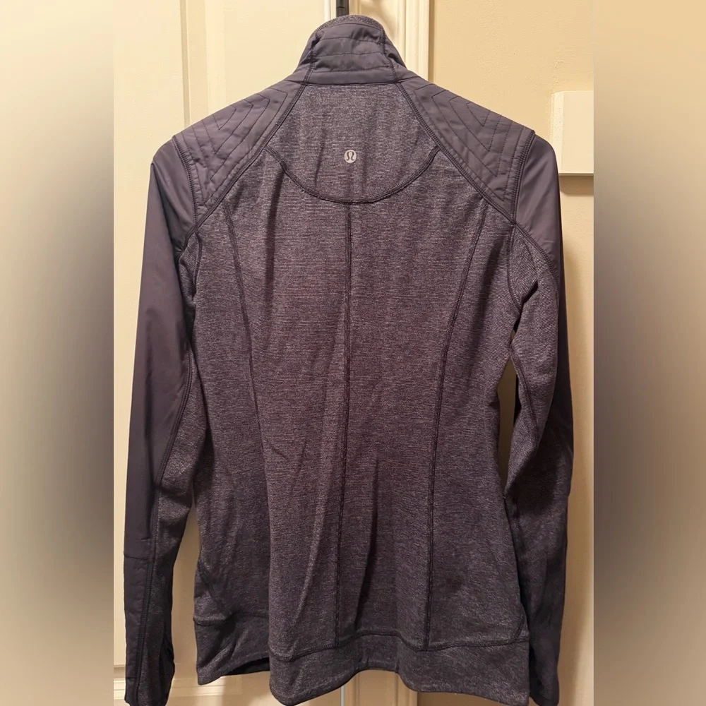 Lululemon Dark Gray Heather Mixed Media Full Zip Running Jacket Size 6